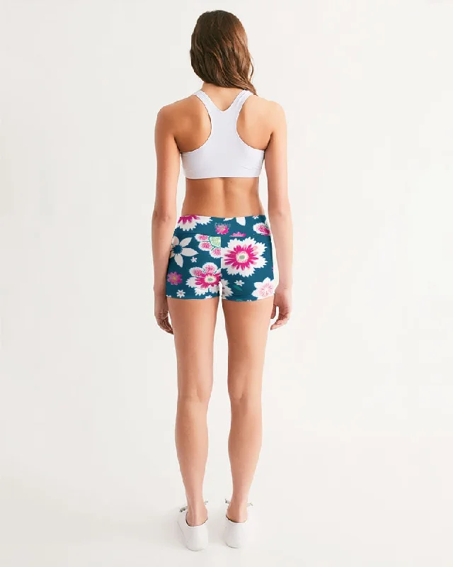 Beautiful floral pattern Women's All-Over Print Mid-Rise Yoga Shorts