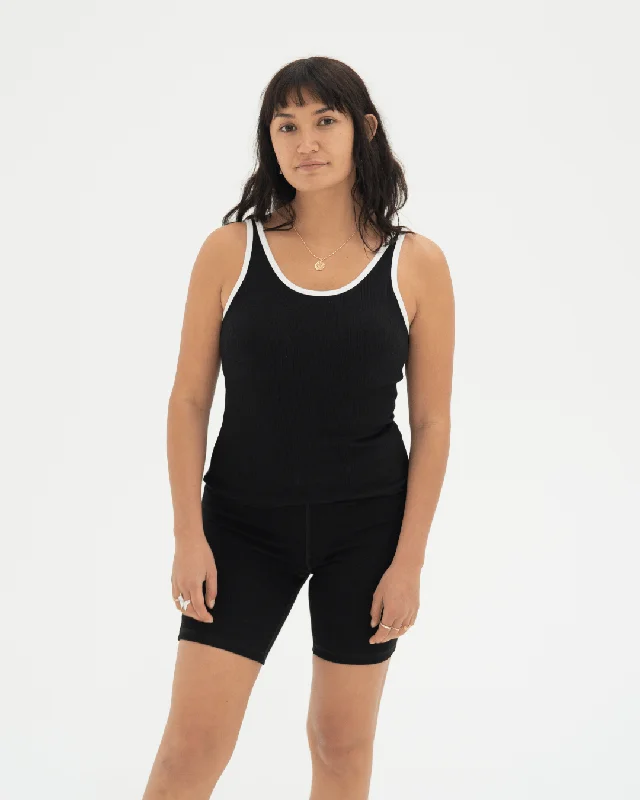 Black Ribbed Cotton Yoga Shorts - FINAL SALE