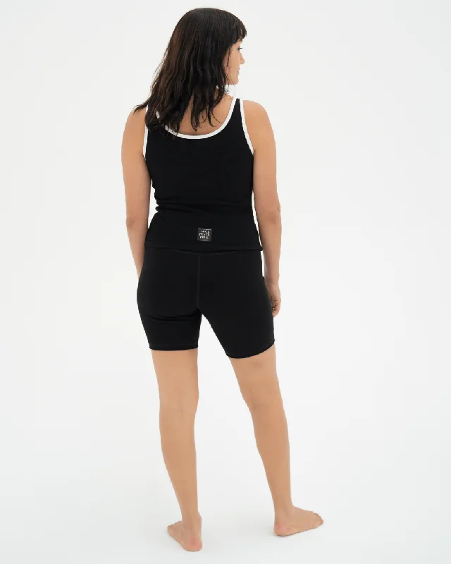 Black Ribbed Cotton Yoga Shorts - FINAL SALE