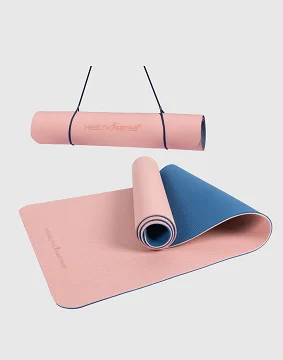 Yoga Mat for Women & Men with Carry Rope  TPE Material YM 601 (PINK & BLUE)