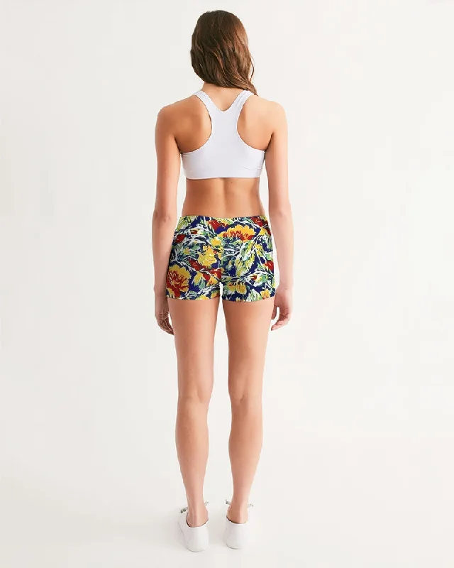 Painted floor design Women's All-Over Print Mid-Rise Yoga Shorts