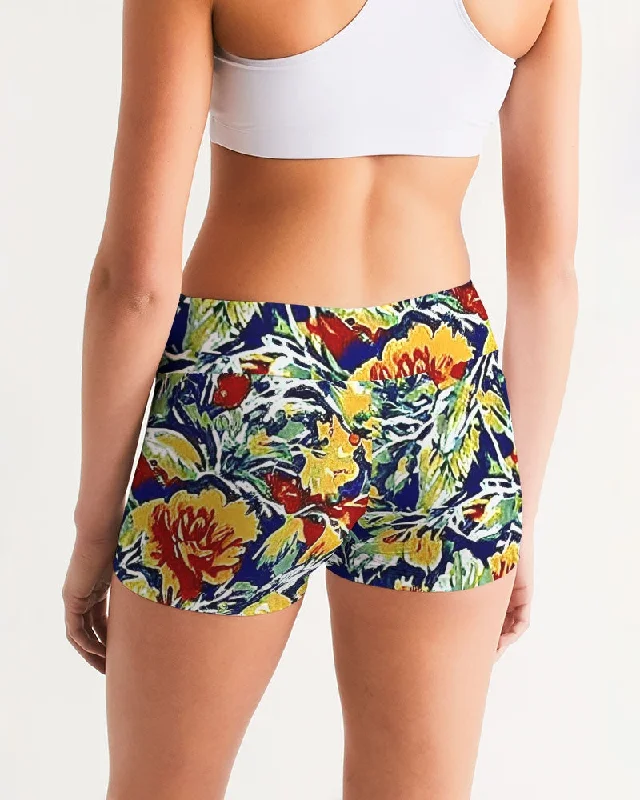 Painted floor design Women's All-Over Print Mid-Rise Yoga Shorts