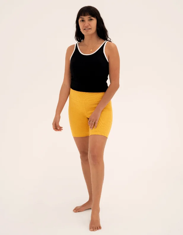 Turmeric Ribbed Cotton Shorts - FINAL SALE