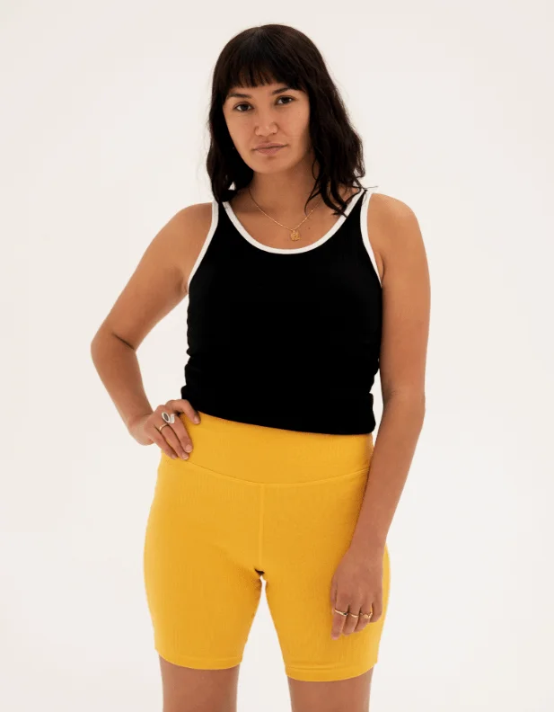 Turmeric Ribbed Cotton Shorts - FINAL SALE