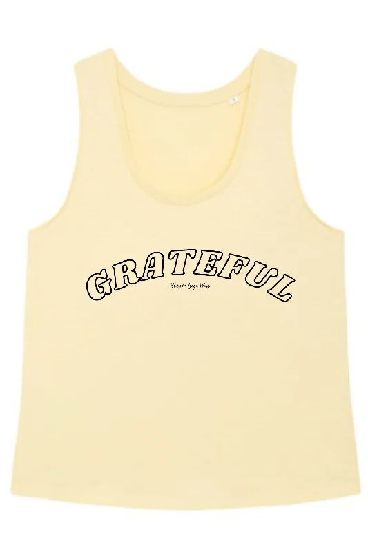 'Grateful' Slogan Yoga Vest Top - Butter