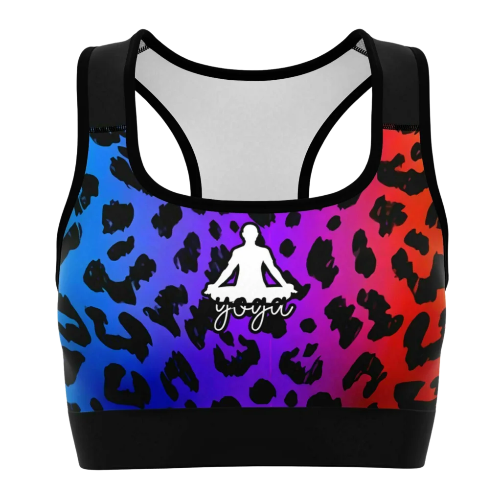 MULTI-COLORED NEON LEOPARD SPORTS BRA