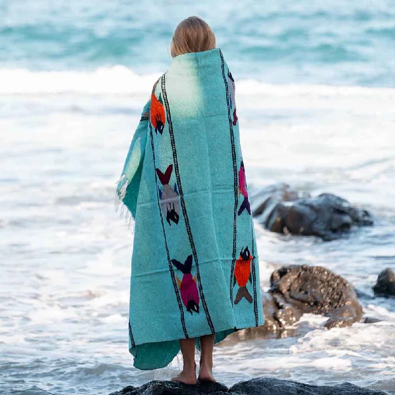 Mint Green Fish Baja Yoga Blanket