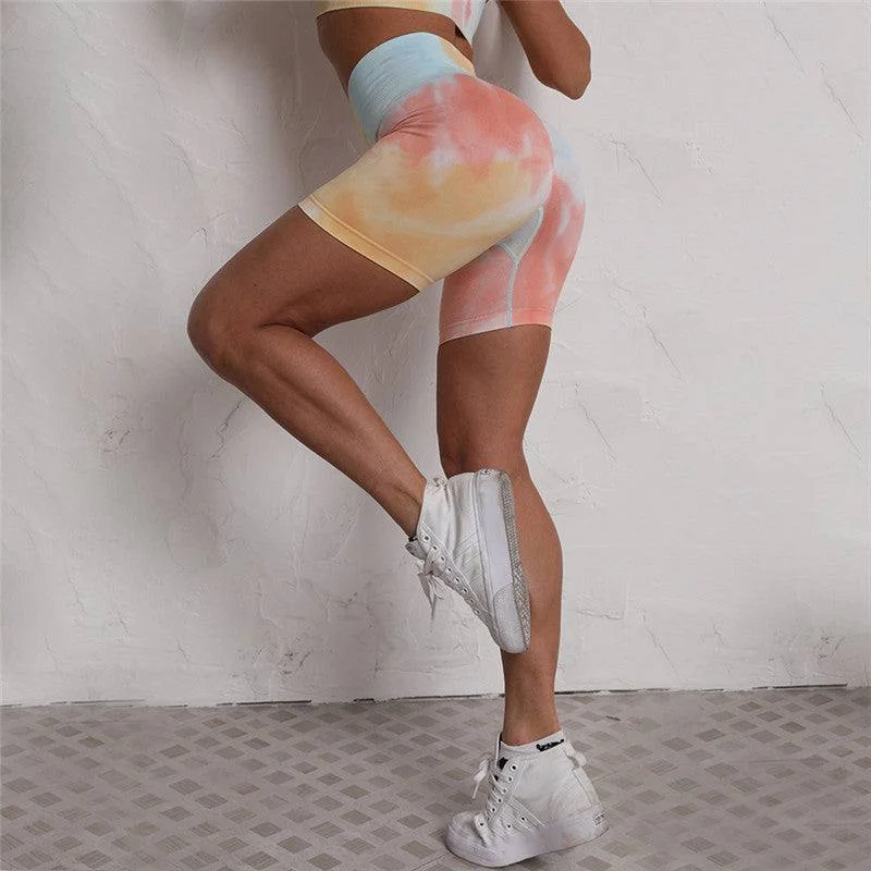 Beautiful Back Yoga Wear Women's Seamless Moisture Wicking Tie-dye Shorts & Suits Style