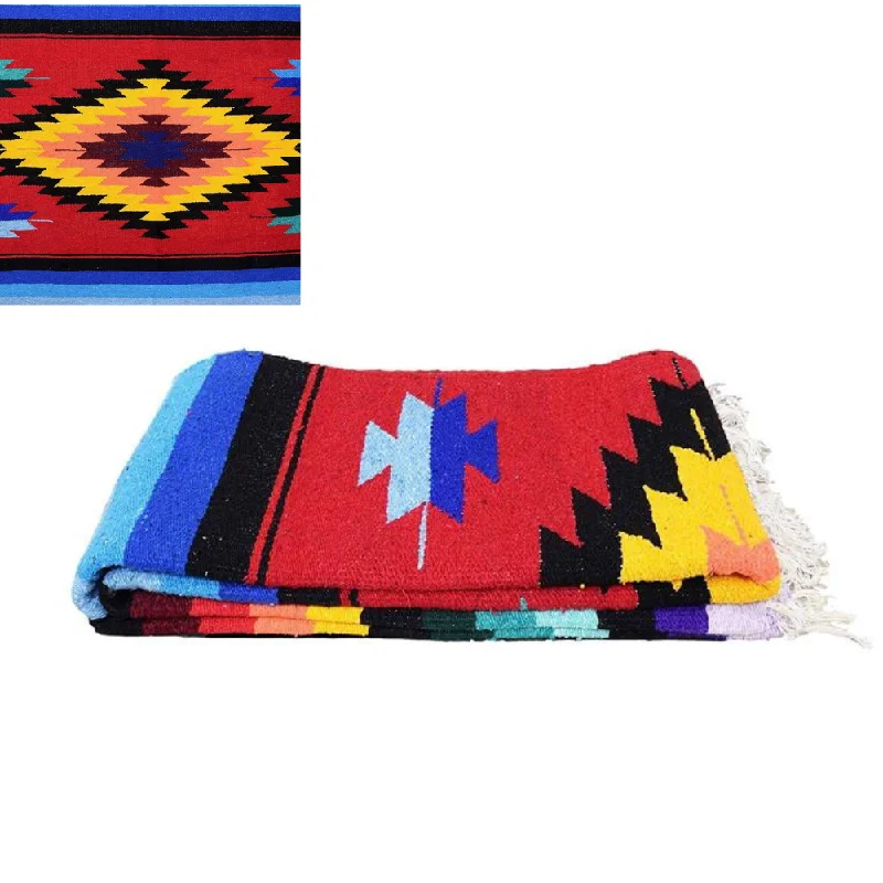 Red Baja Diamond Mexican Blanket