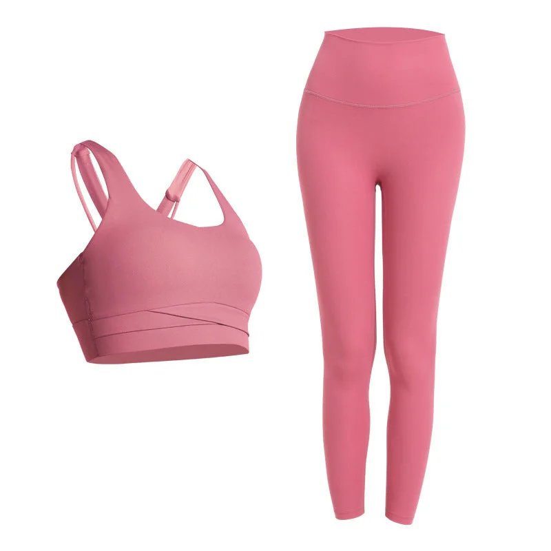 Cross Back Yoga Bra with Matching Leggings