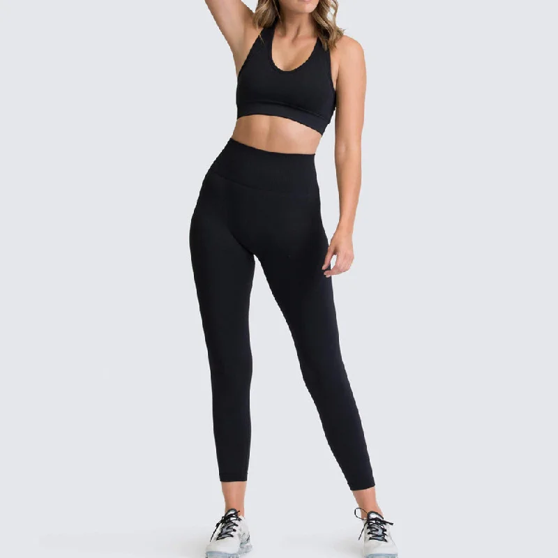 High-Waisted Leggings with Matching Bra