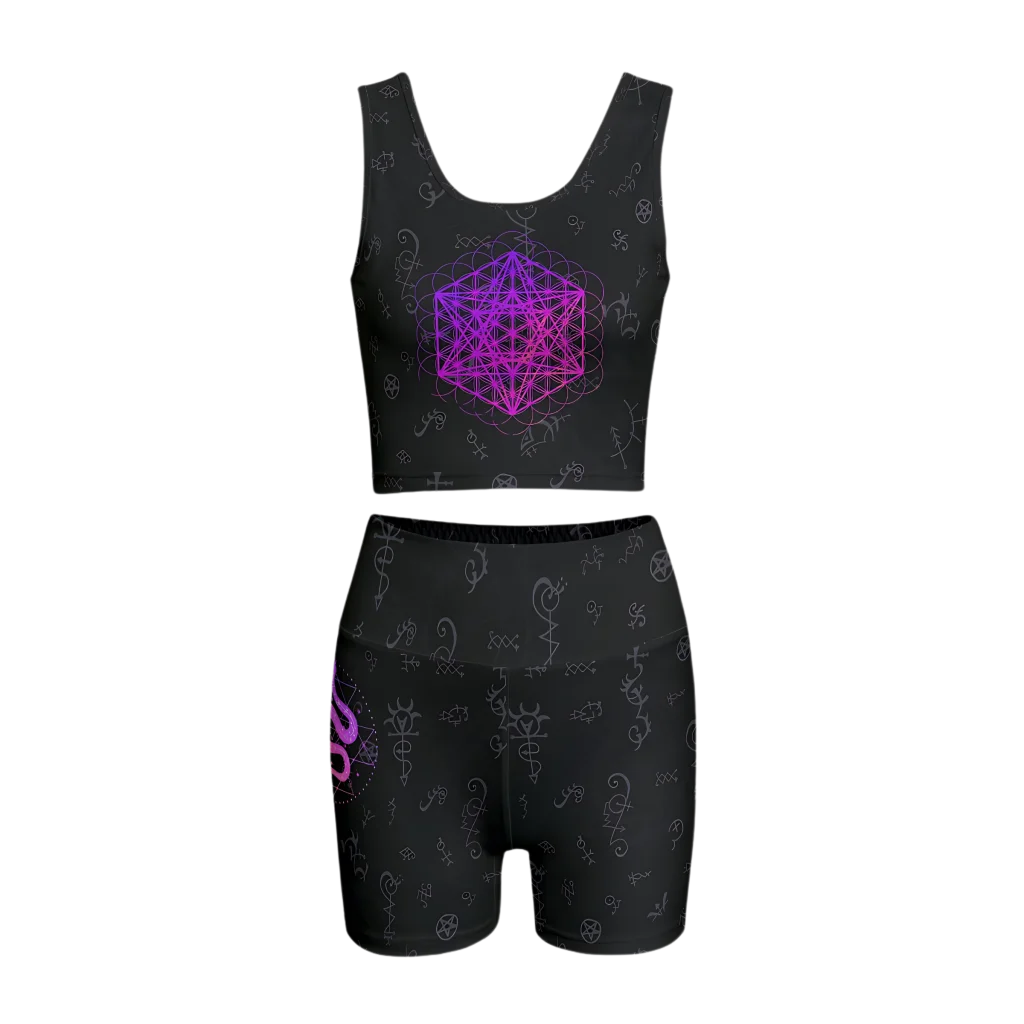 INTRICATE METATRON’S CUBE YOGA OUTFIT SET