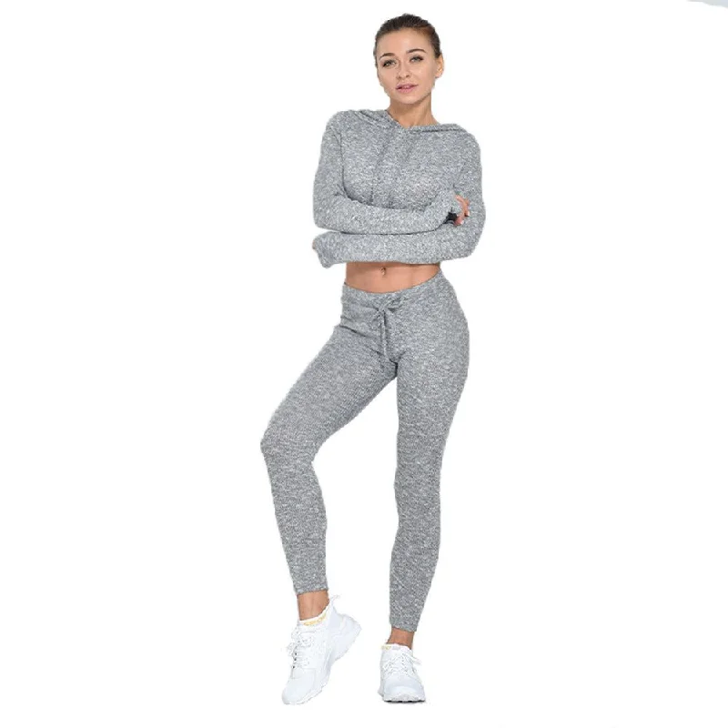 New Sexy Navel Knitted Fitness Sports Suit