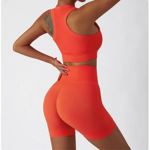 Ribbed Seamless Racerback Sports Bra