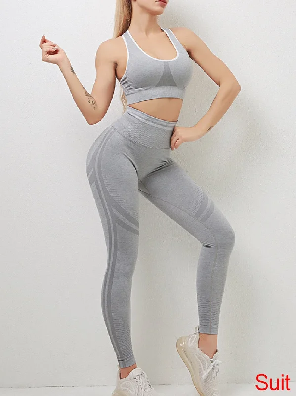 Seamless Two Piece Yoga Set with Matching Bra and Bottoms