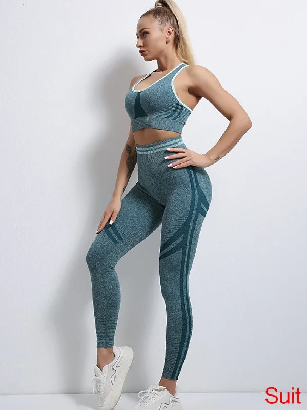 Seamless Two Piece Yoga Set with Matching Bra and Bottoms