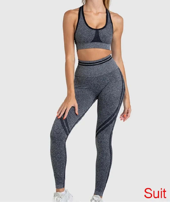 Seamless Two Piece Yoga Set with Matching Bra and Bottoms