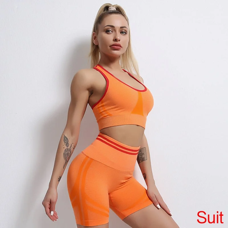 Seamless Two Piece Yoga Set with Matching Bra and Bottoms