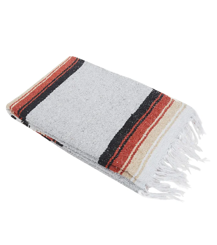 West Path Baja Diamond Mexican Yoga Blanket Charcoal/Rust