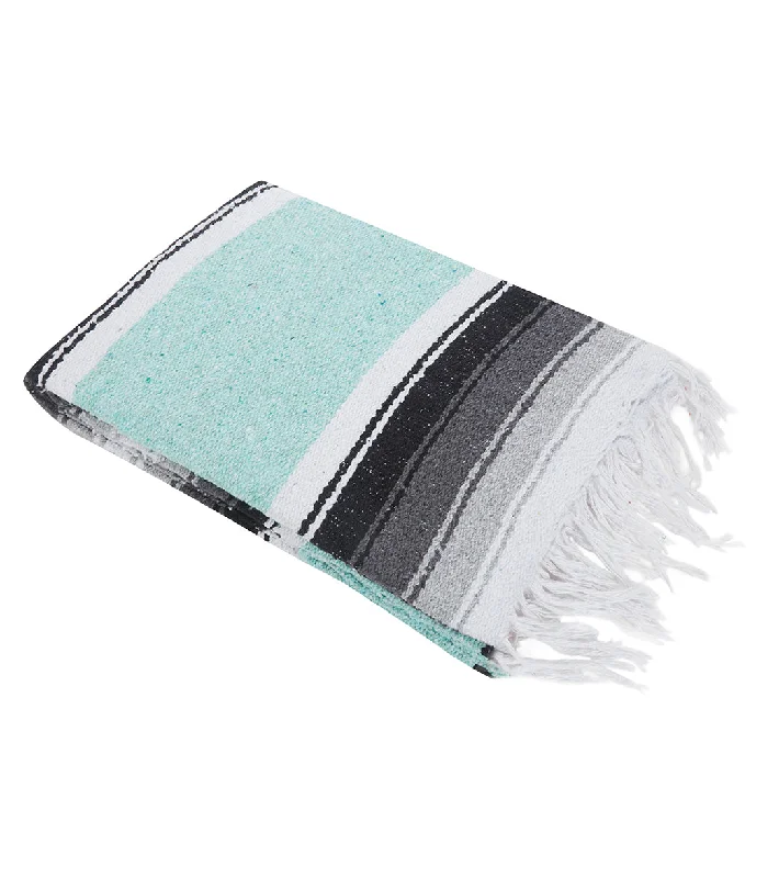 West Path Baja Diamond Mexican Yoga Blanket Mint Grey