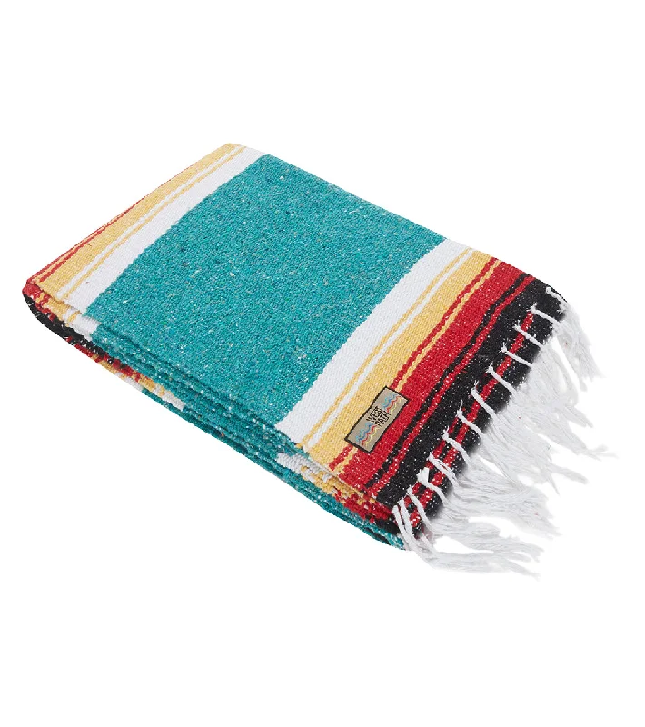 West Path Baja Diamond Mexican Yoga Blanket Turquoise Sunset