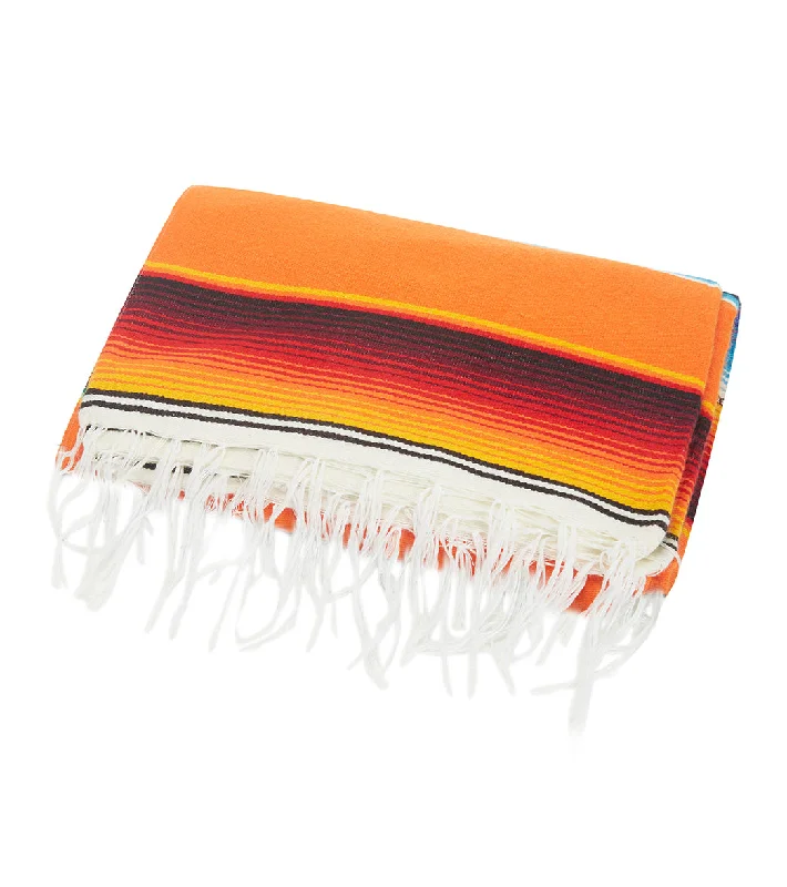 West Path Serape Mexican Yoga Blanket Rainbow Orange