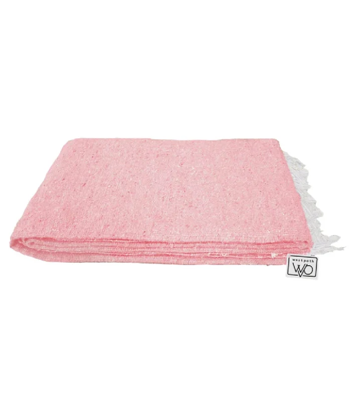 West Path Solid Color Mexican Yoga Blanket Pink