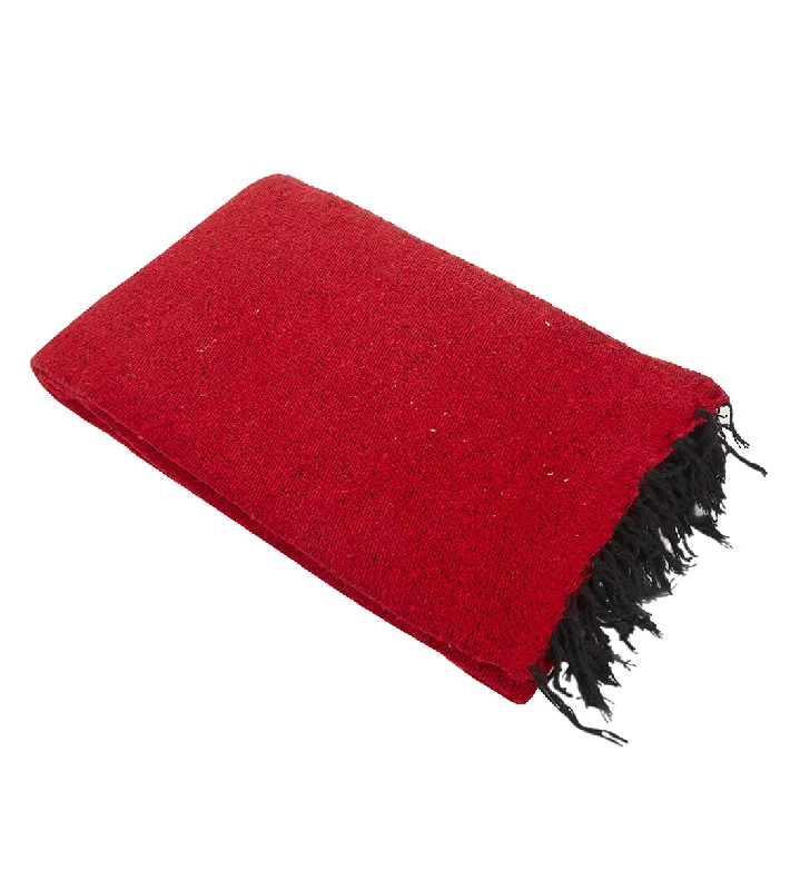 West Path Solid Color Mexican Yoga Blanket Red