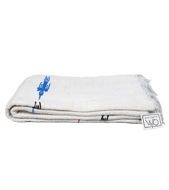 West Path Thunderbird Mexican Yoga Blanket White