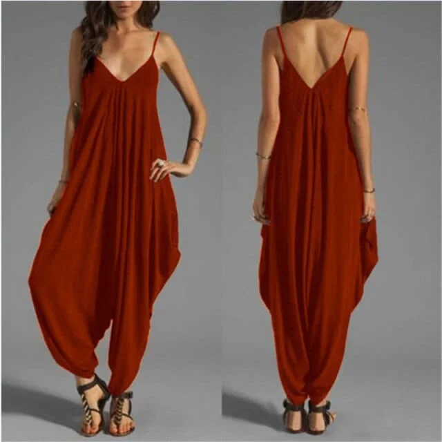 Women Spaghetti Strap Harem Jumpsuit