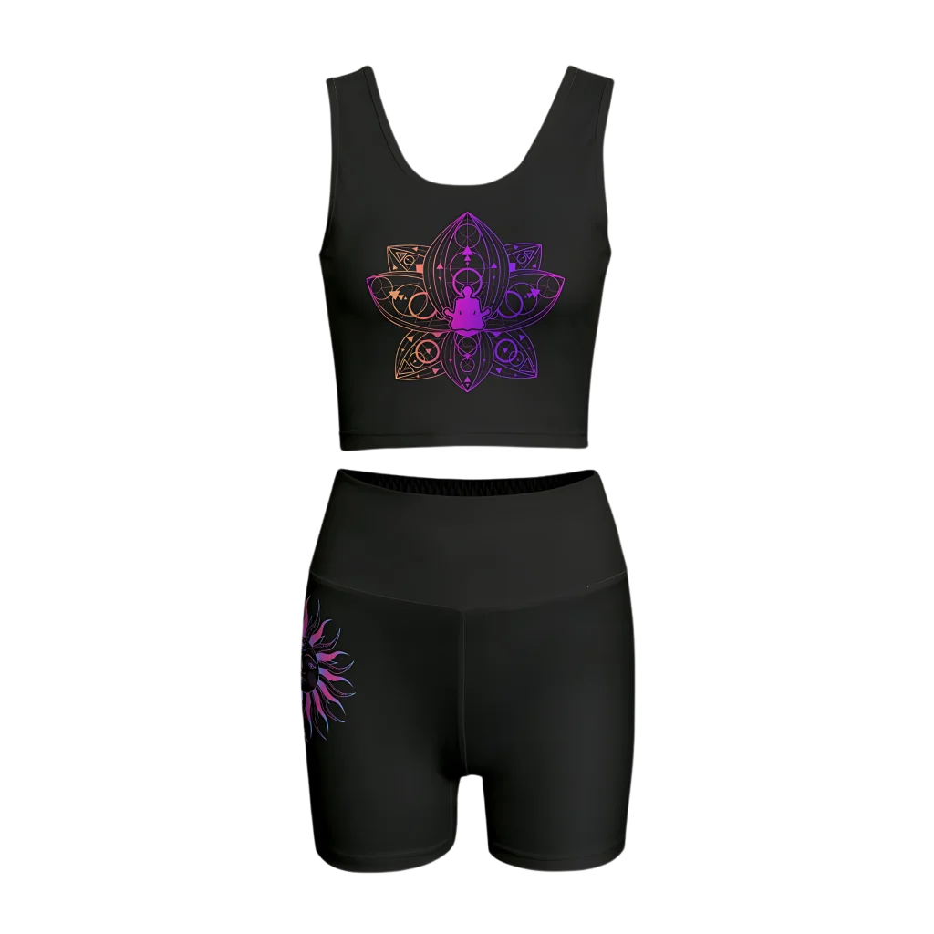 YOGA IN LOTUSES & CHAKRA DESIGN YOGA OUTFIT SET