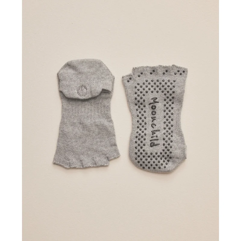 Moonchild Grip Socks - Low Rise - Open Toe - Heather Grey