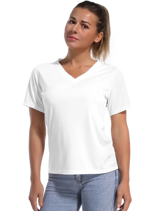 V-Neck Short Sleeve Athletic Shirts white