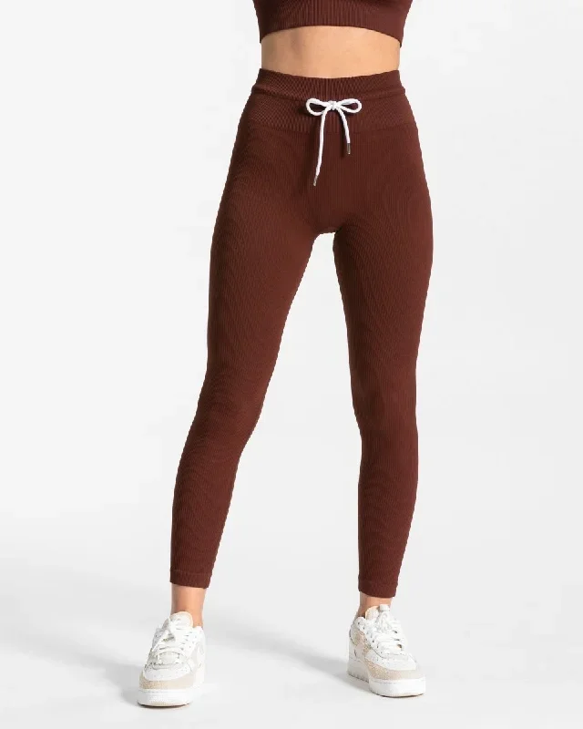 Ribbed Leggings Mahagoni