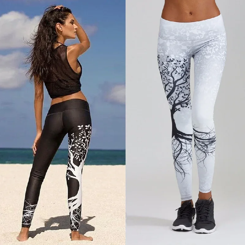 Tree-dom  Yoga Pants Black on white or White on black