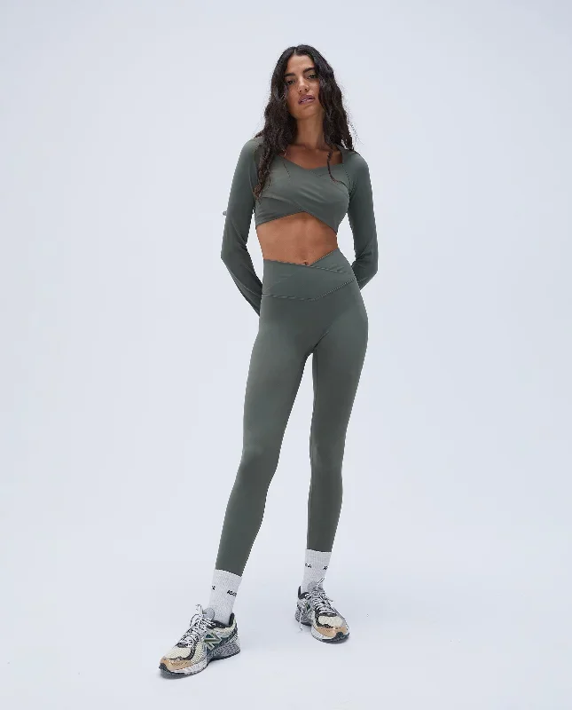 Ultimate Wrap Over Leggings - Khaki Green