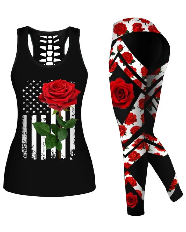 Red rose flower set