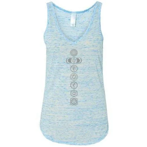 Ladies 7 Chakras Flowy V-Neck Yoga Tank Top